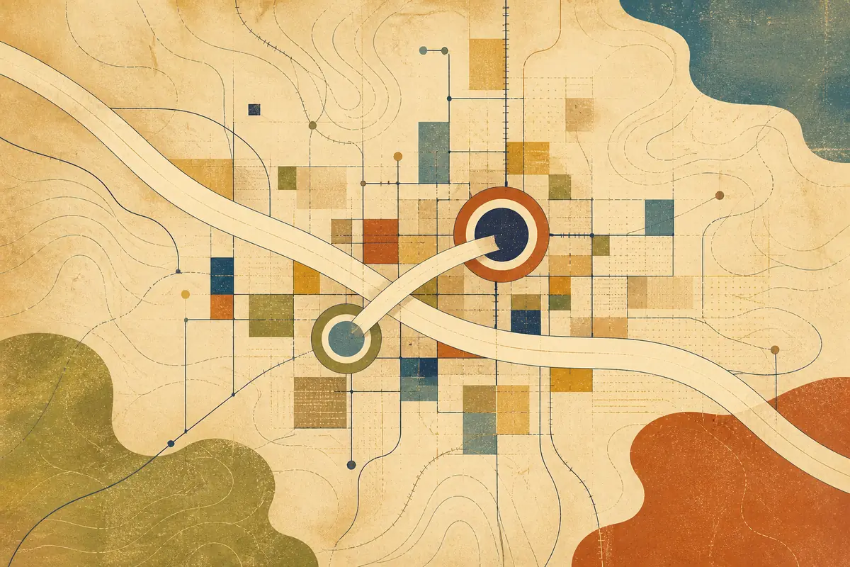 Abstract illustrated map composition for Lincoln, United States