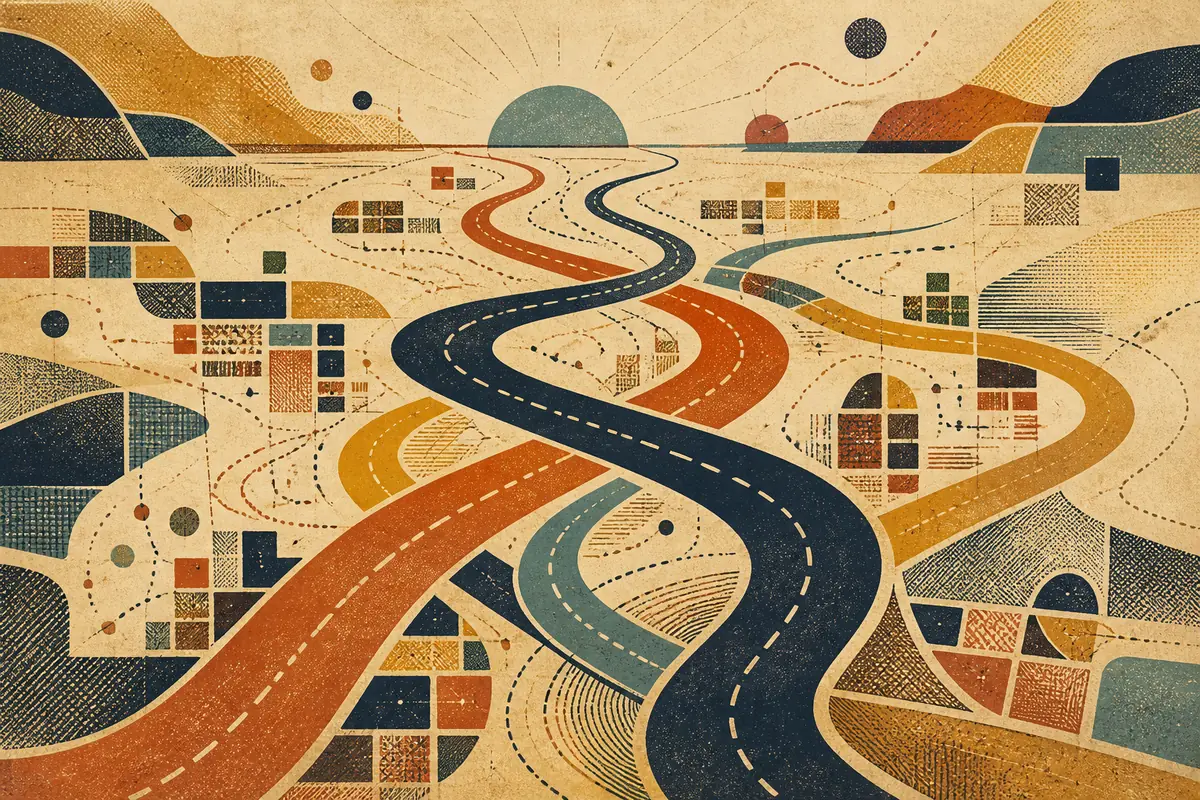 Abstract illustrated map composition for Linden, United States