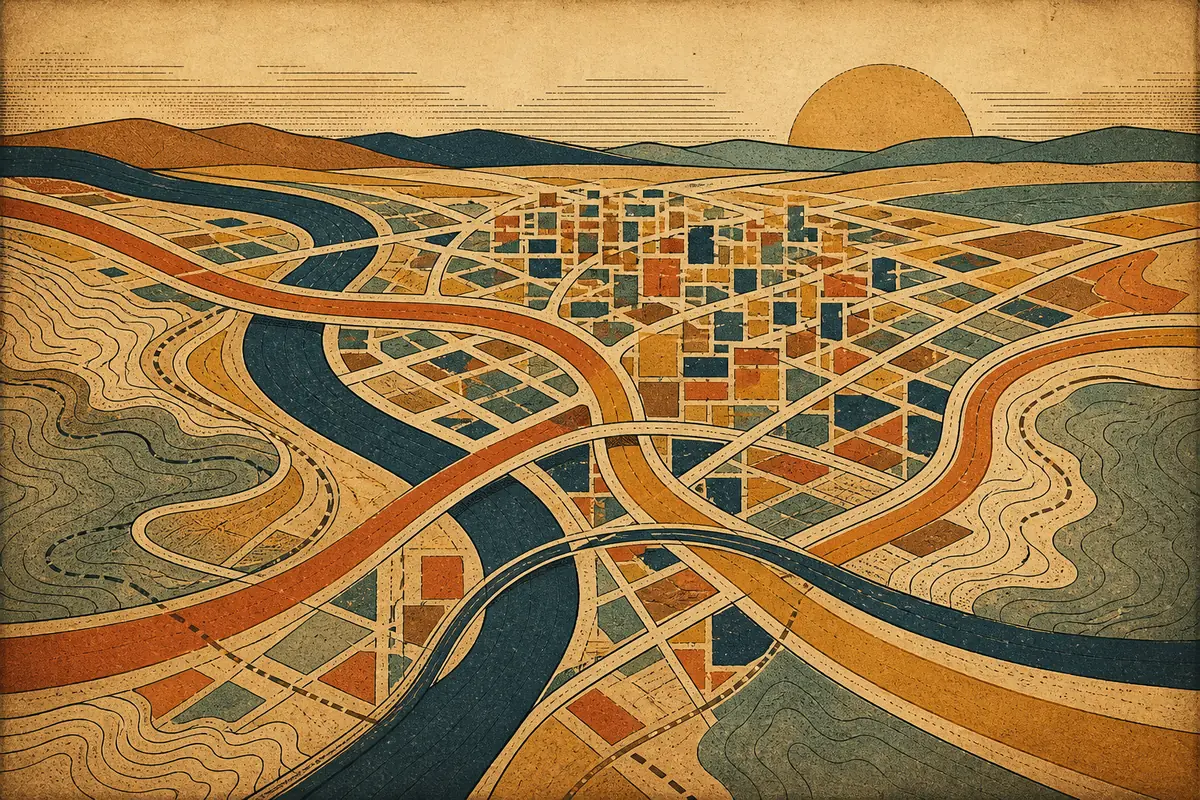 Abstract illustrated map composition for Little Rock, United States
