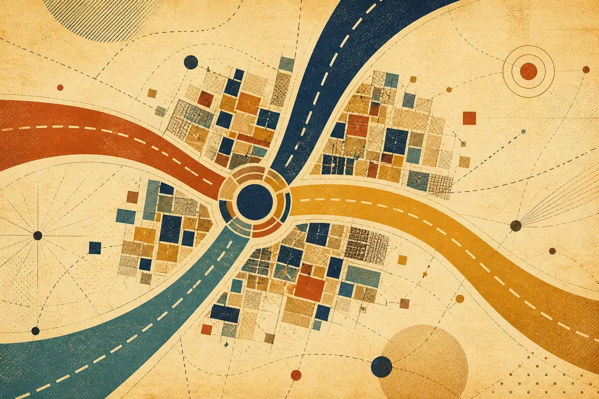 Abstract illustrated map composition for Livingston, United States