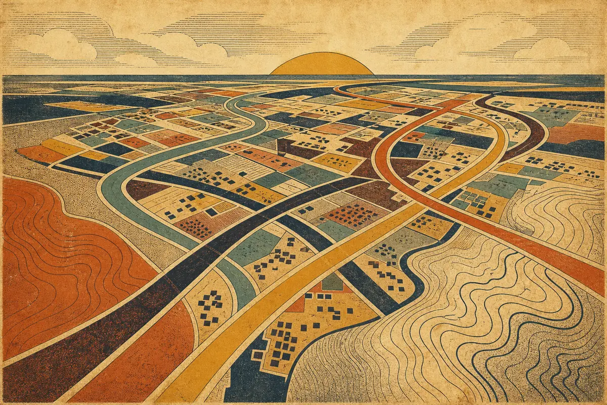 Abstract illustrated map composition for Livonia, United States