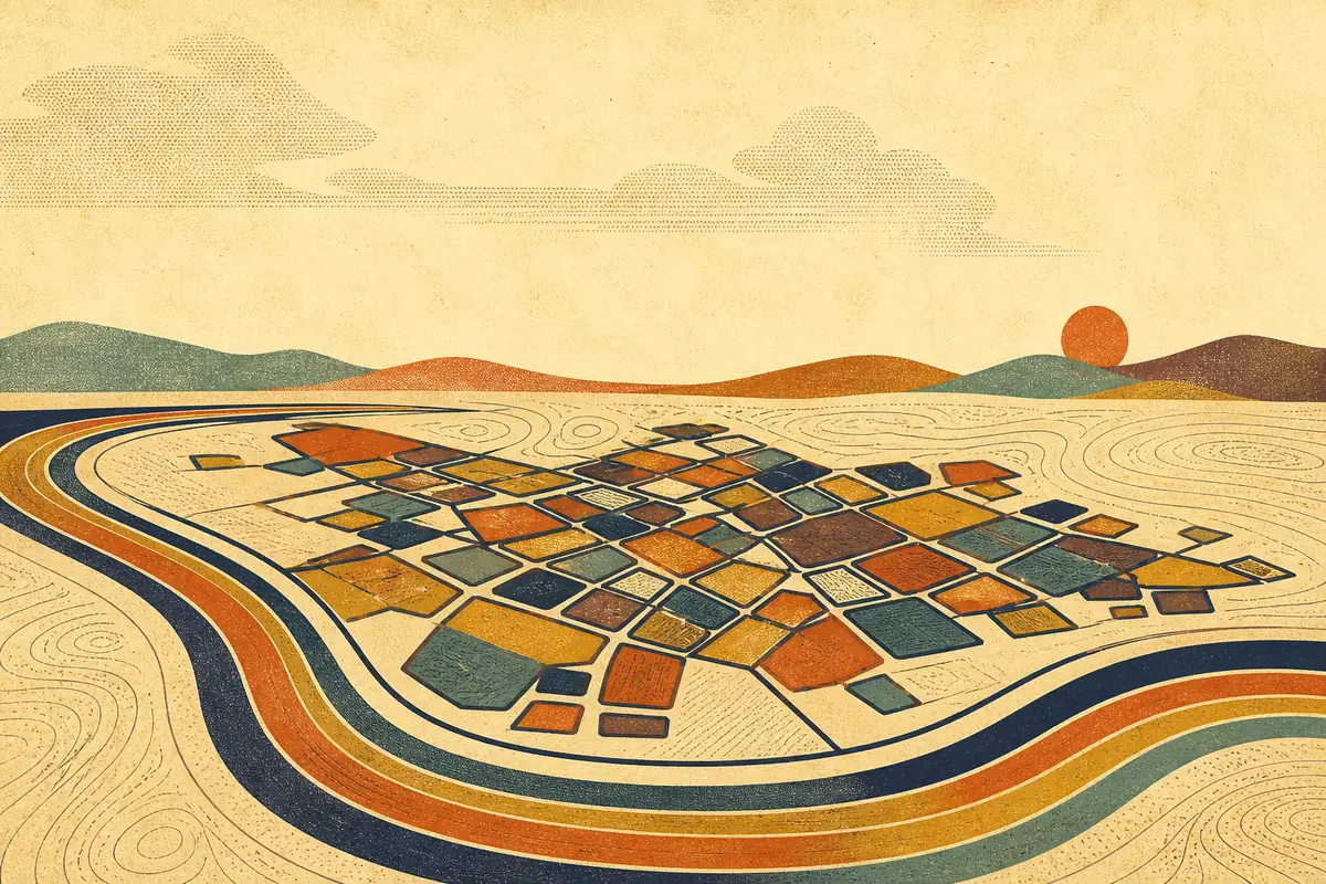 Abstract illustrated map composition for Lodi, United States