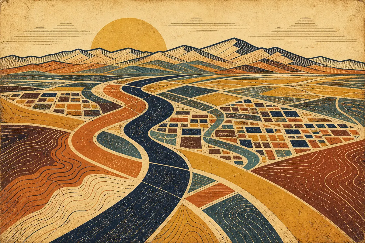 Abstract illustrated map composition for Logan, United States