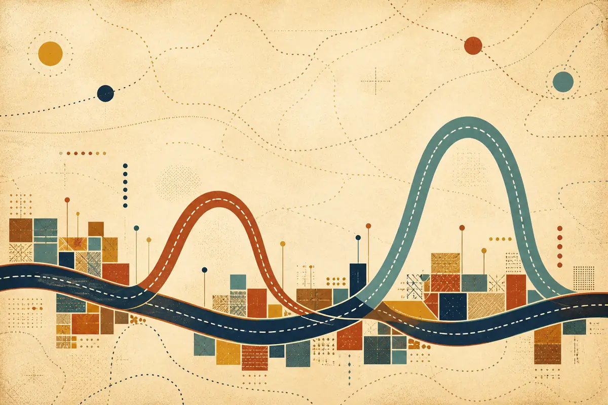 Abstract illustrated map composition for Long Beach, United States