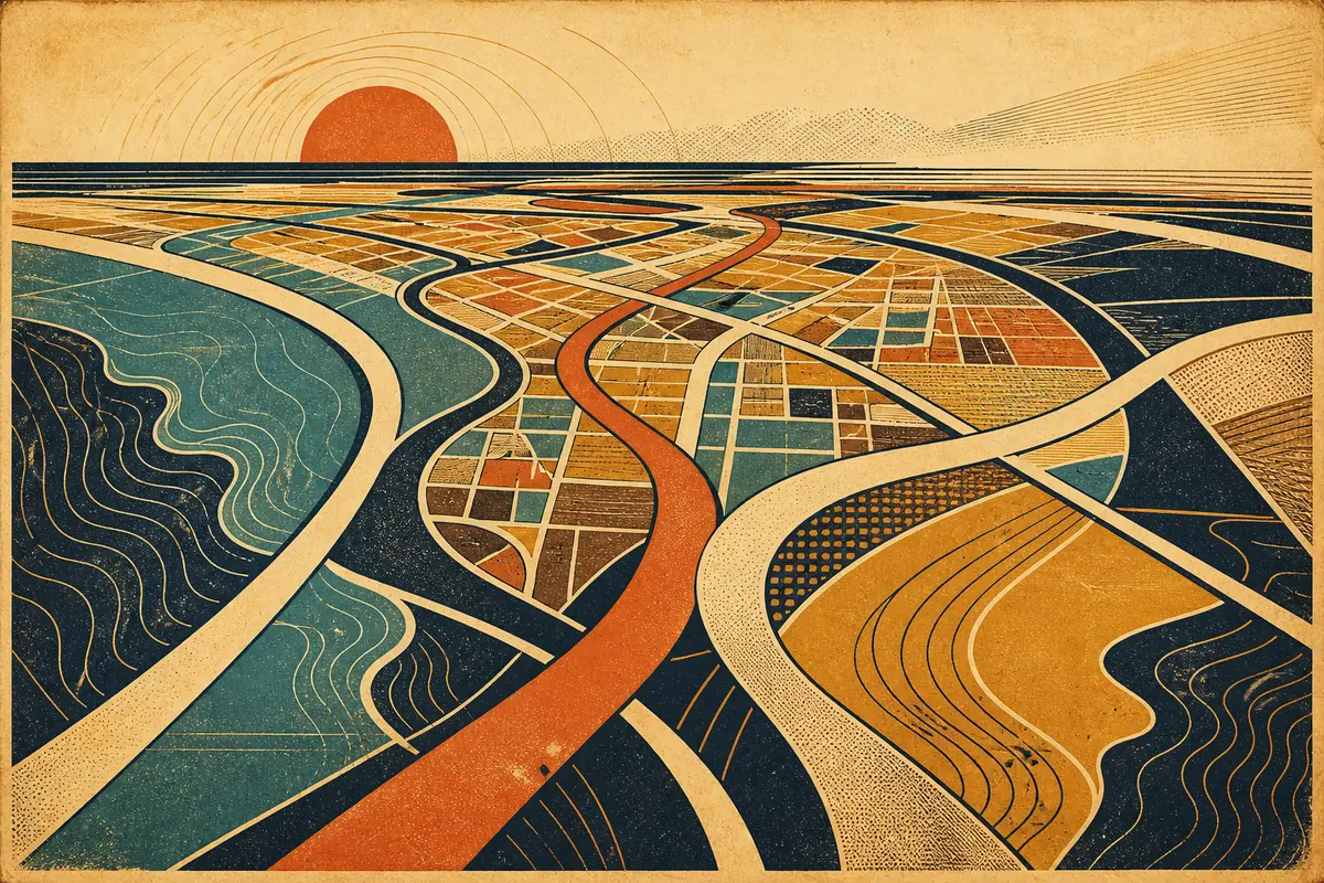 Abstract illustrated map composition for Long Beach, United States