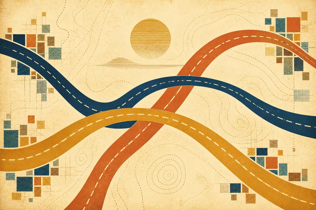 Abstract illustrated map composition for Long Branch, United States