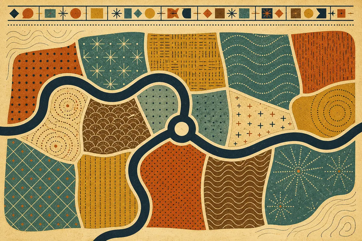 Abstract illustrated map composition for Longview, United States