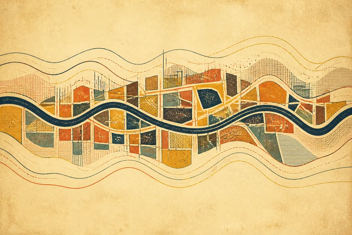 Abstract illustrated map composition for Longview, United States