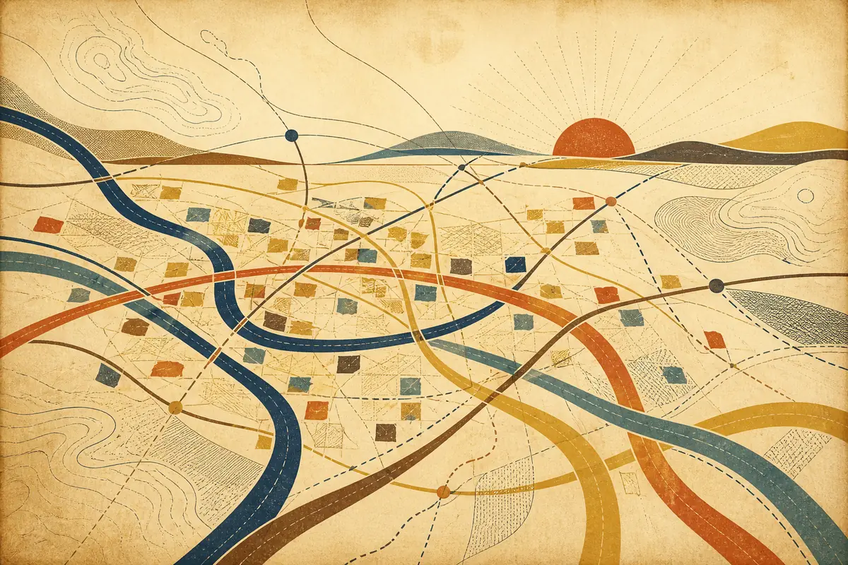 Abstract illustrated map composition for Lorain, United States
