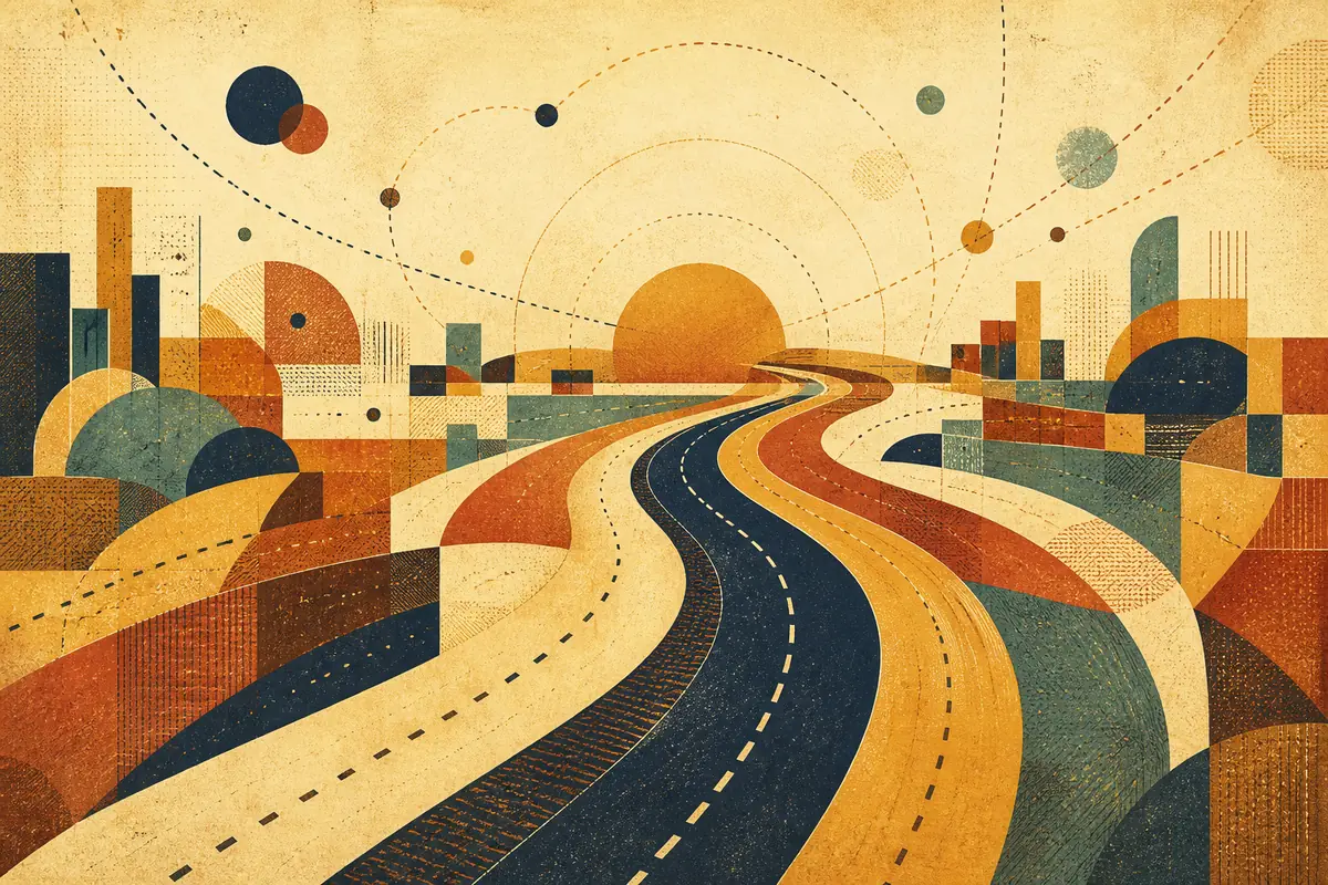 Abstract illustrated map composition for Los Gatos, United States