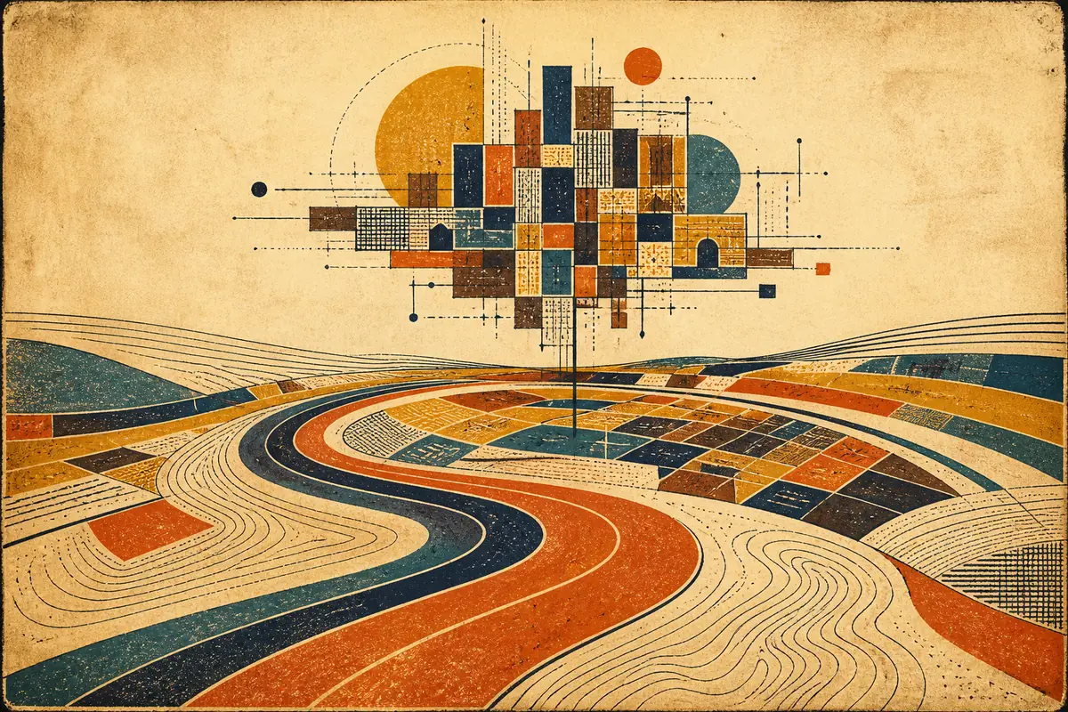 Abstract illustrated map composition for Lowell, United States