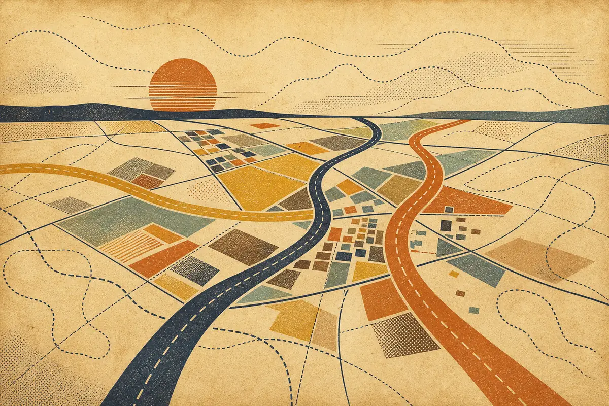 Abstract illustrated map composition for Lower Merion, United States