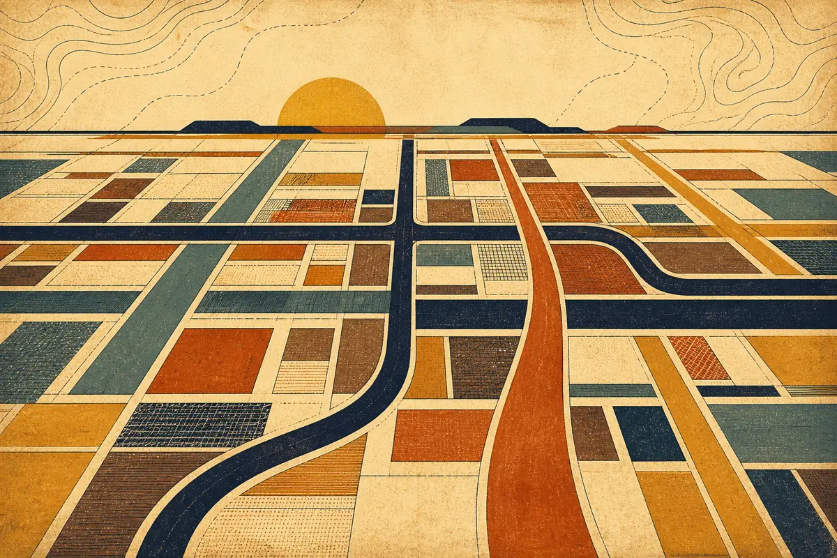 Abstract illustrated map composition for Lubbock, United States