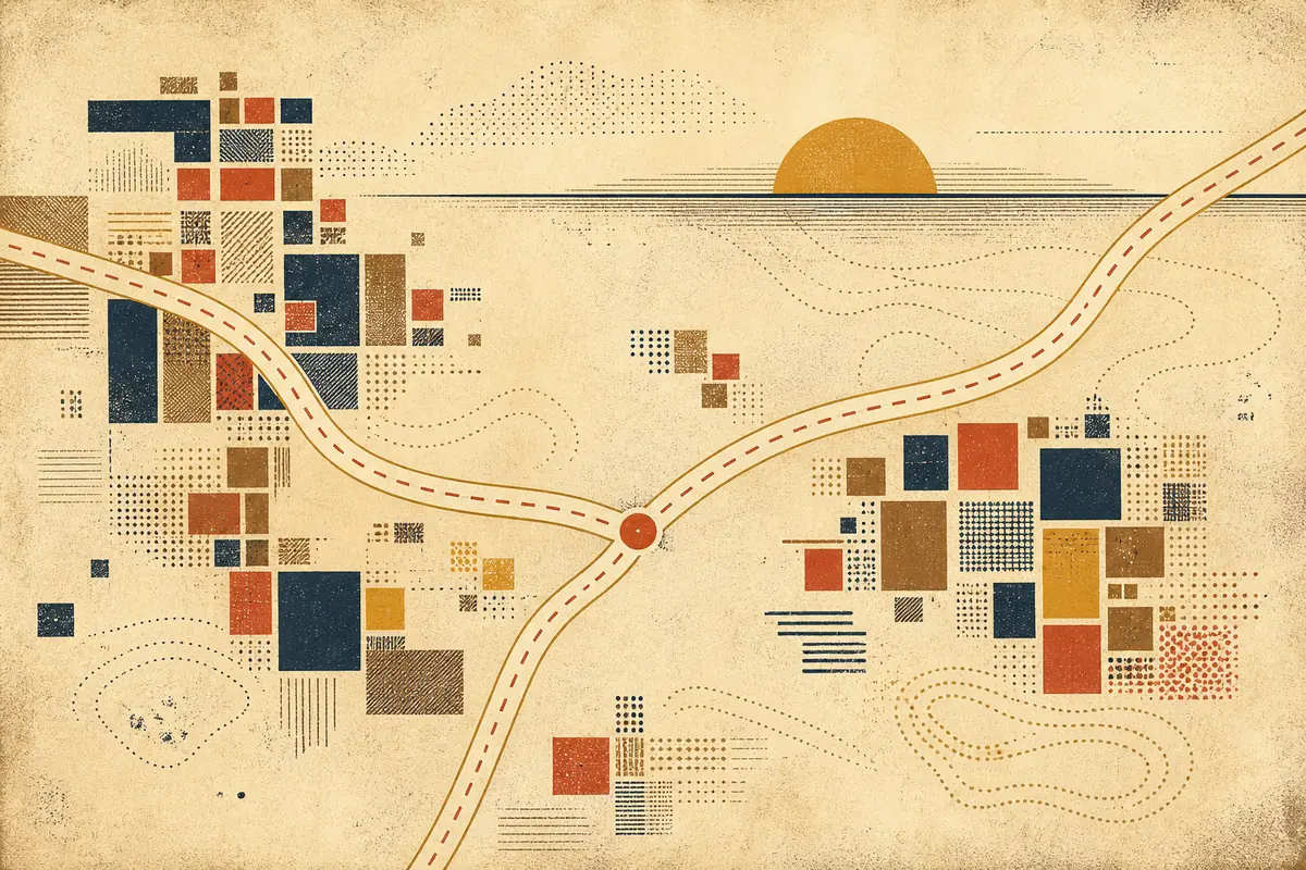 Abstract illustrated map composition for Lufkin, United States