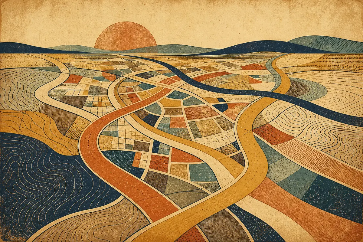 Abstract illustrated map composition for Mableton, United States