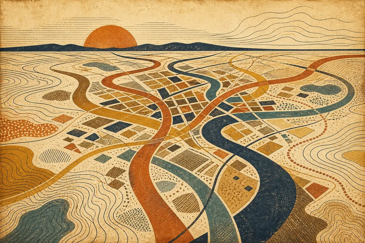 Abstract illustrated map composition for Macon, United States