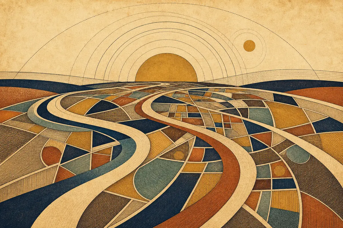 Abstract illustrated map composition for Madera, United States