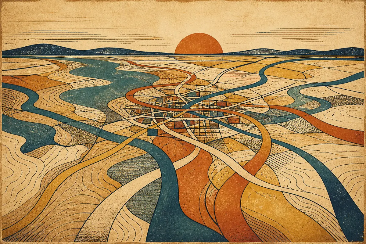 Abstract illustrated map composition for Madison, United States