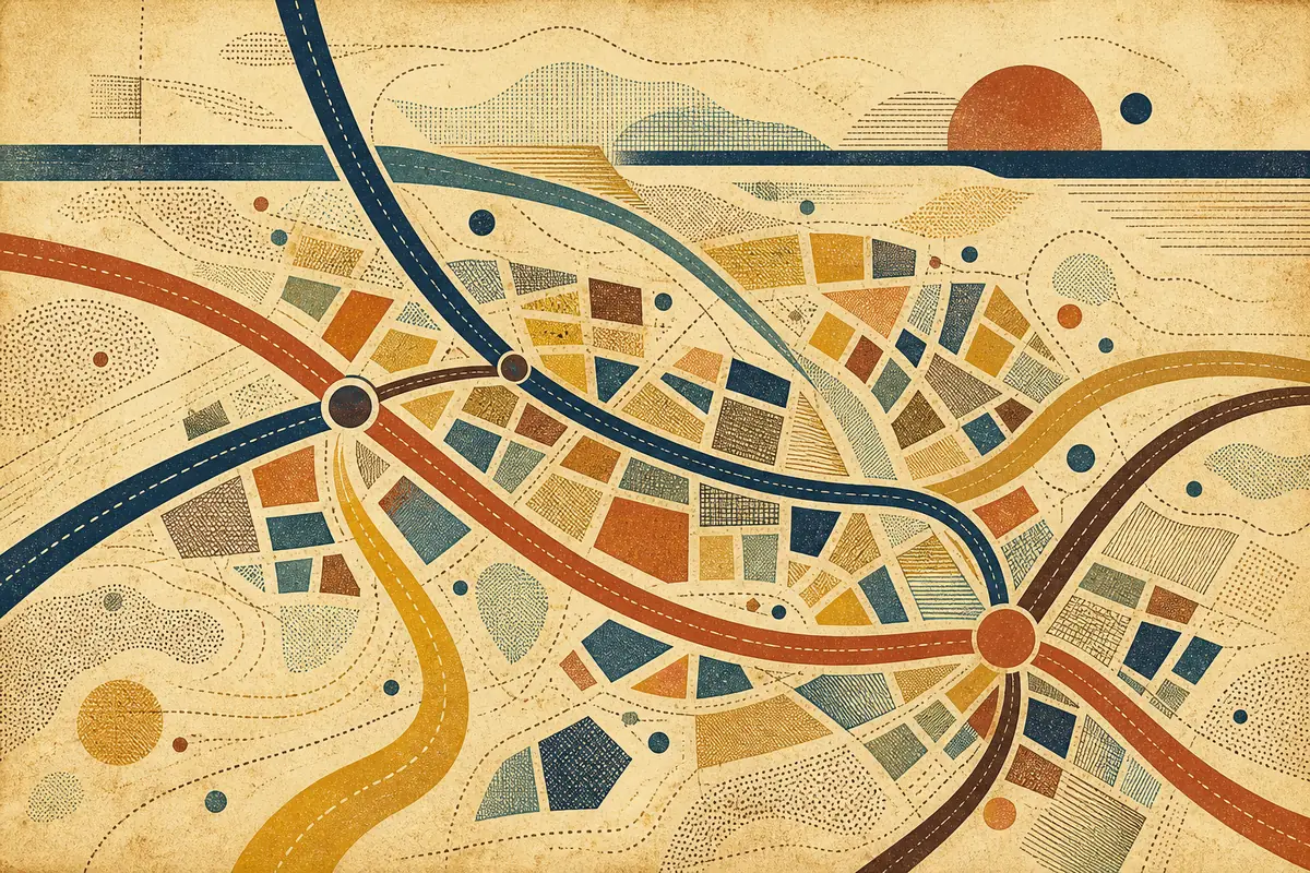 Abstract illustrated map composition for Manalapan, United States