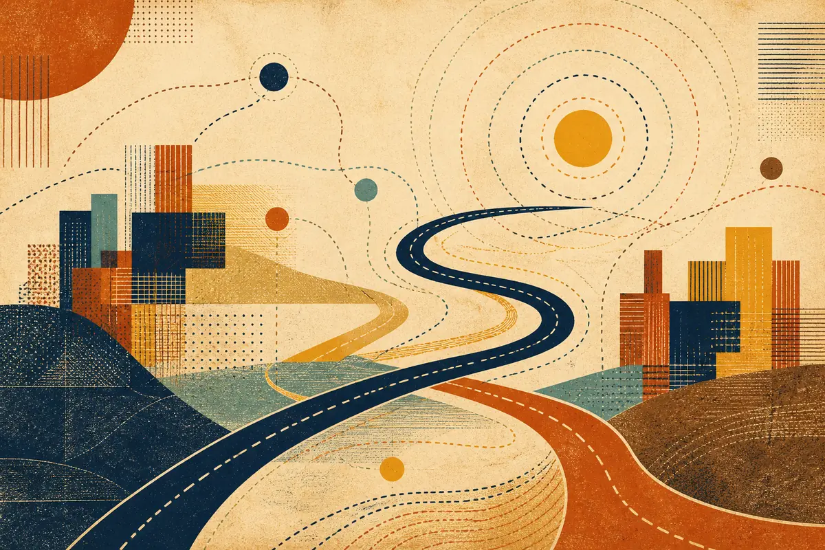 Abstract illustrated map composition for Manhattan Beach, United States