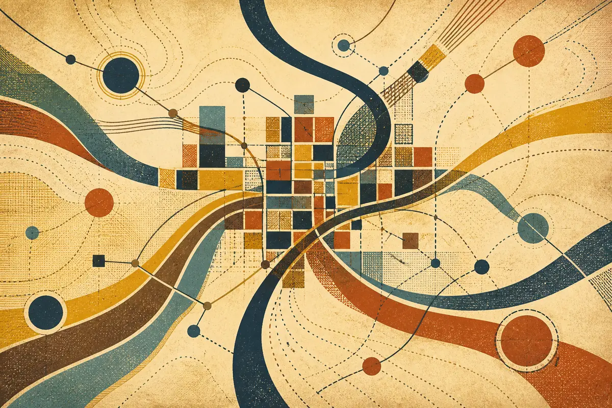 Abstract illustrated map composition for Mankato, United States