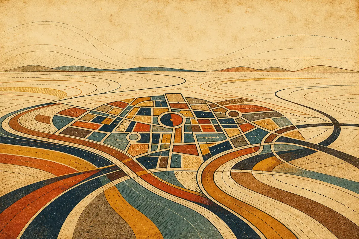Abstract illustrated map composition for Mansfield, United States