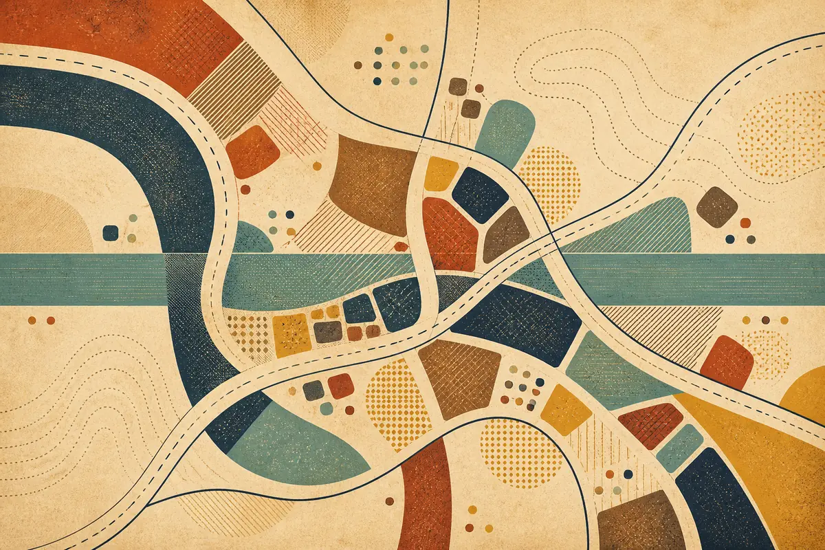 Abstract illustrated map composition for Marion, United States