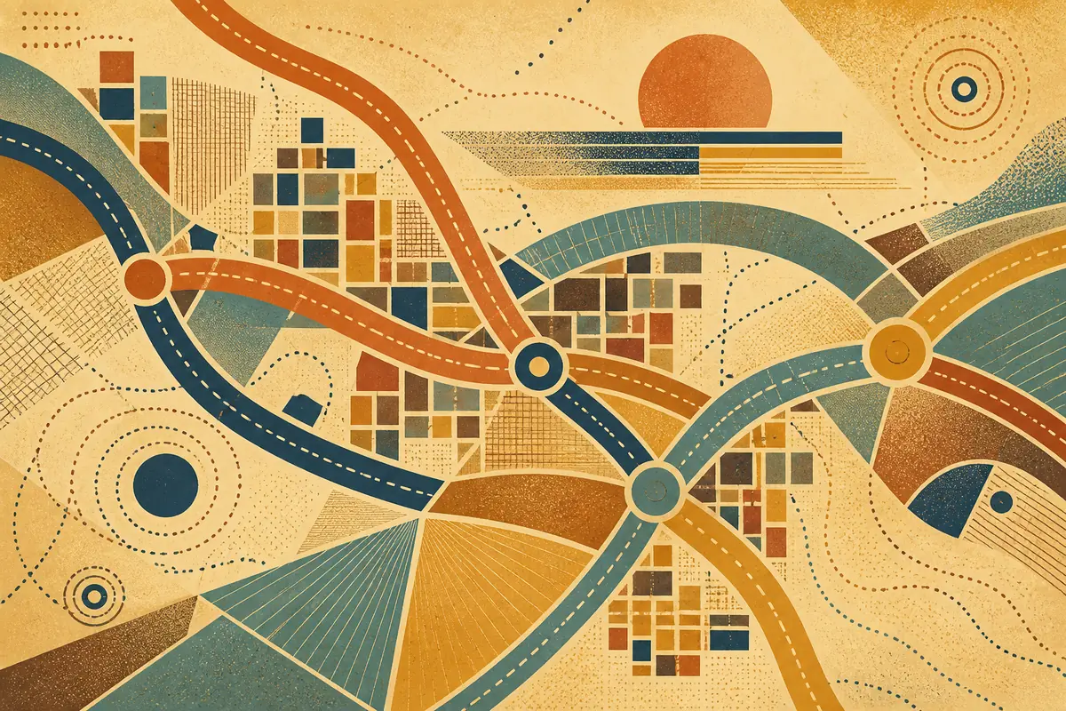 Abstract illustrated map composition for Marion, United States
