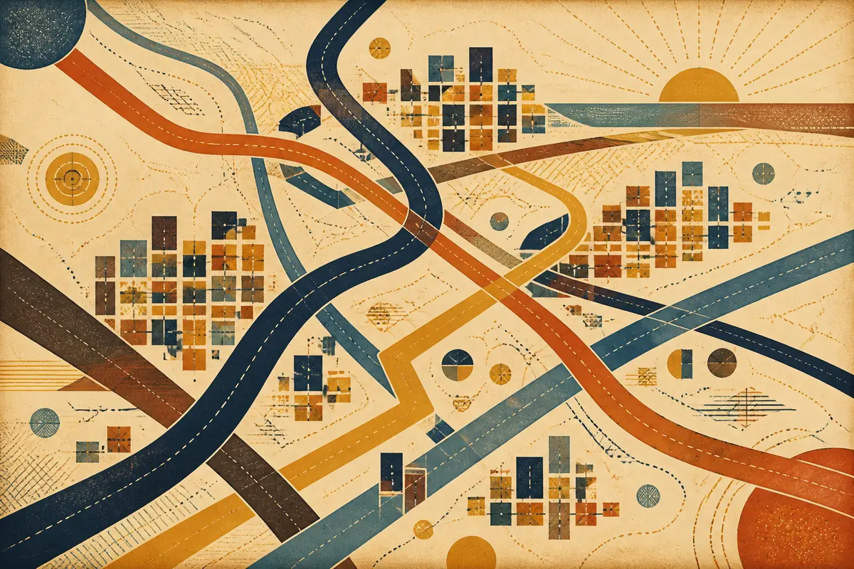 Abstract illustrated map composition for Marlborough, United States
