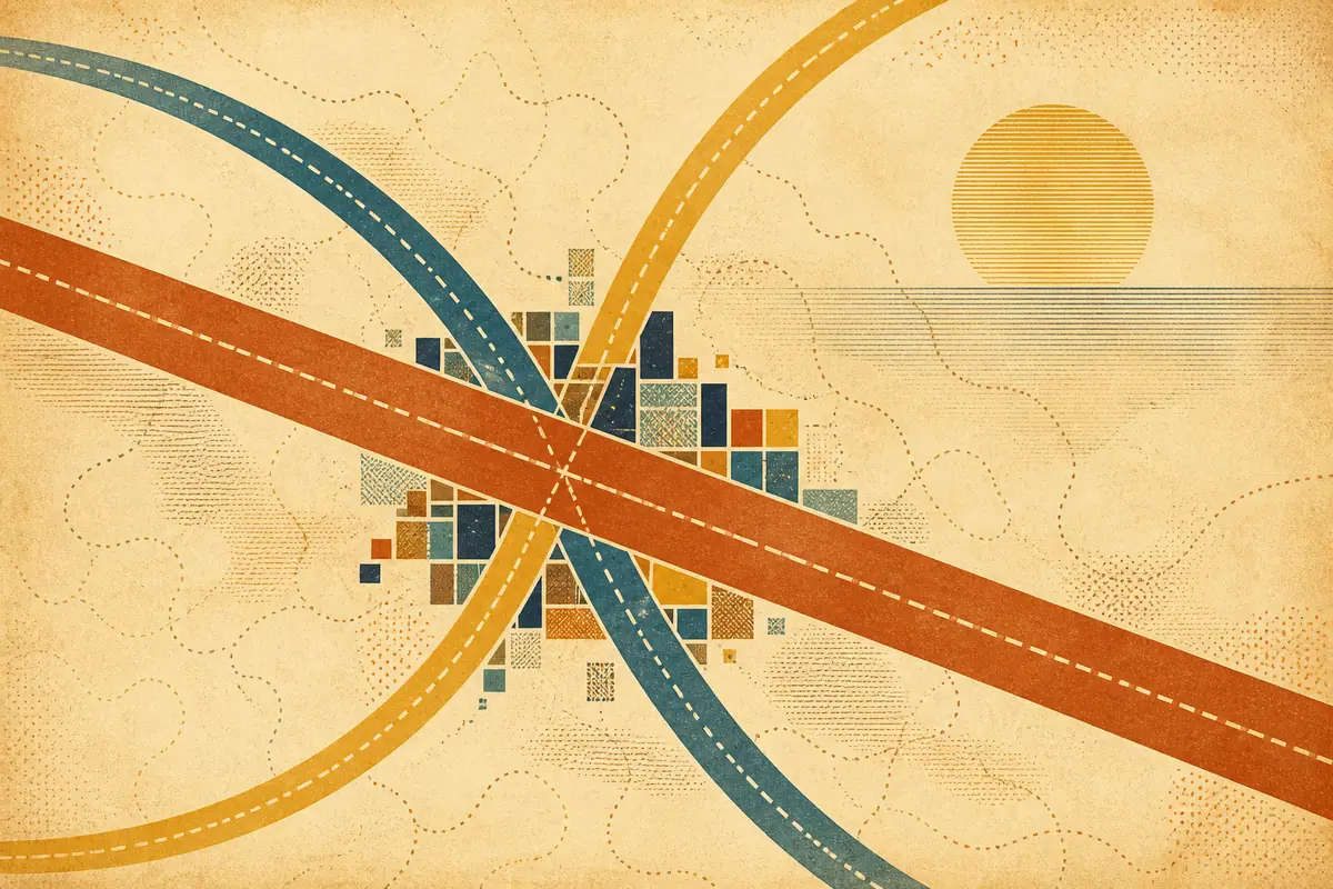 Abstract illustrated map composition for Marrero, United States