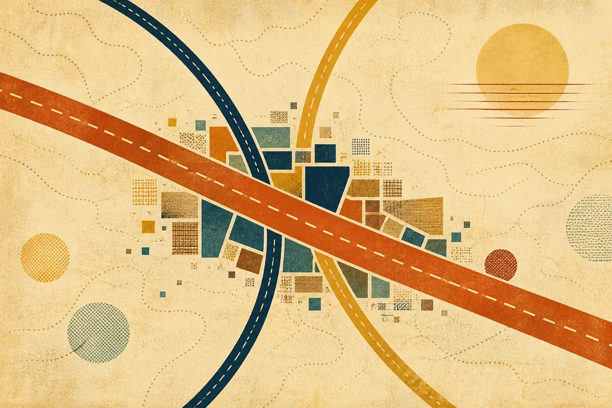 Abstract illustrated map composition for Martinez, United States