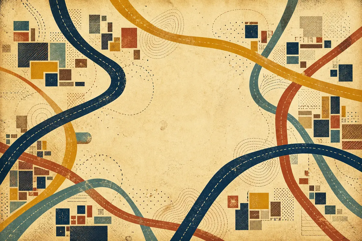 Abstract illustrated map composition for Mason, United States