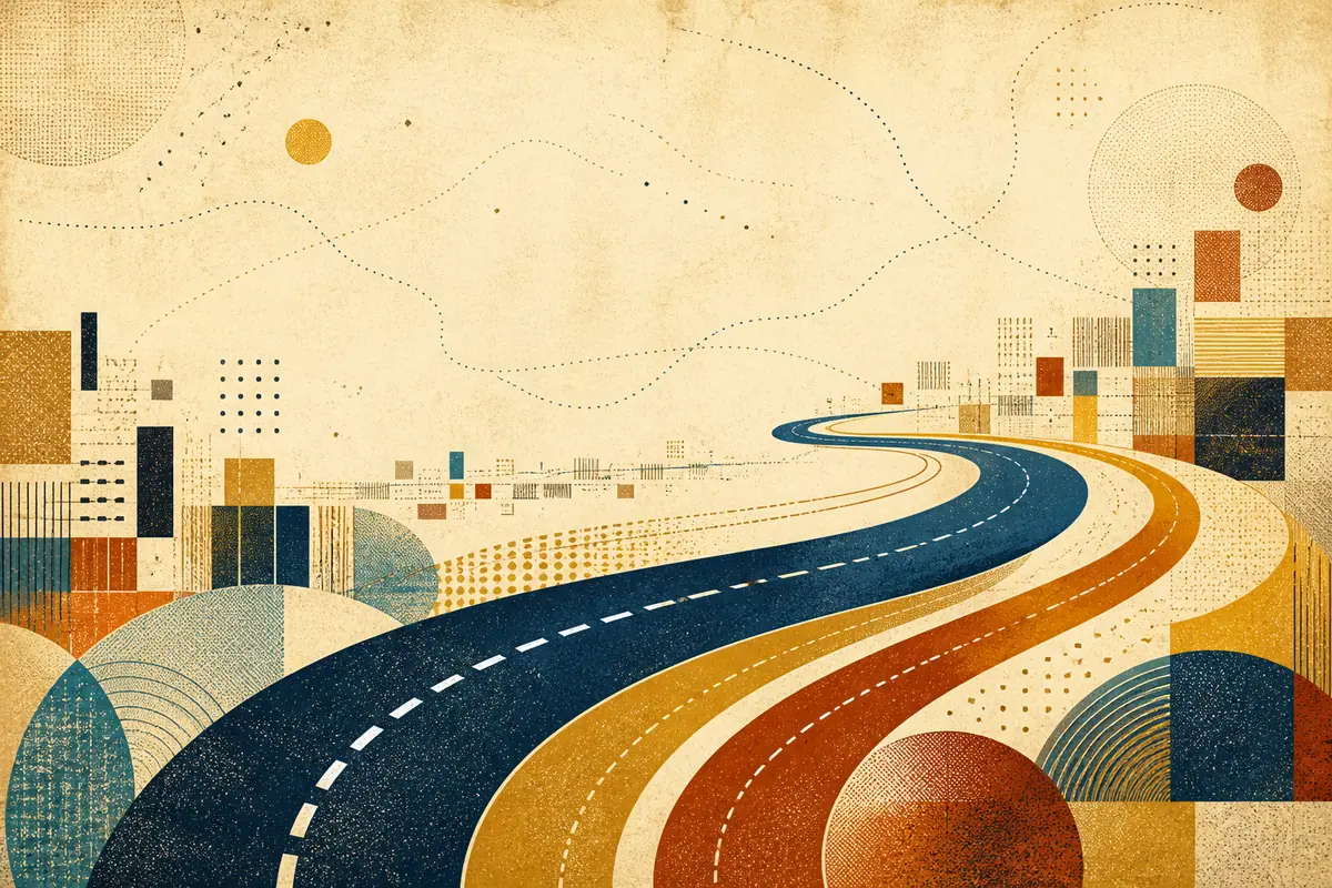 Abstract illustrated map composition for Matthews, United States