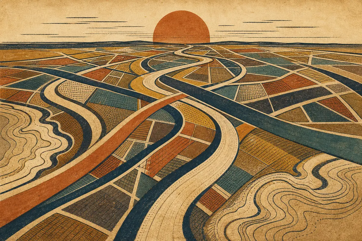 Abstract illustrated map composition for McAllen, United States