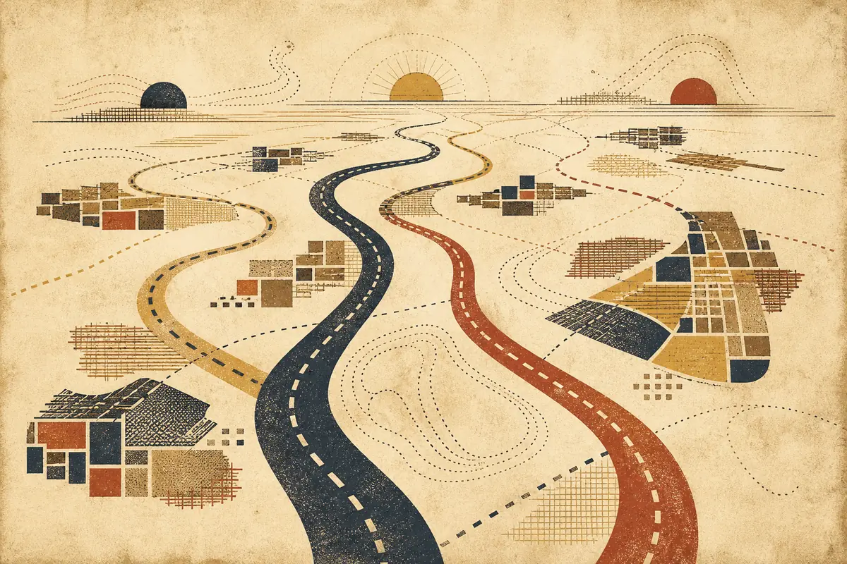 Abstract illustrated map composition for McDonough, United States
