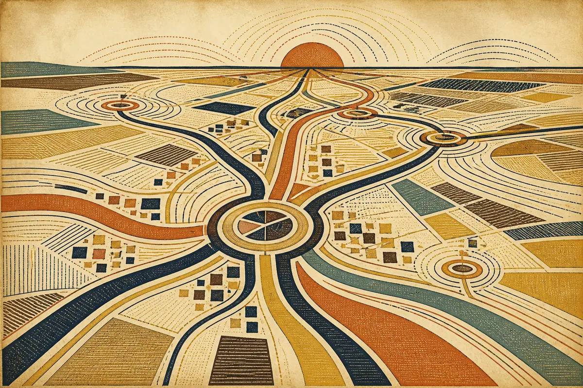 Abstract illustrated map composition for McKinney, United States