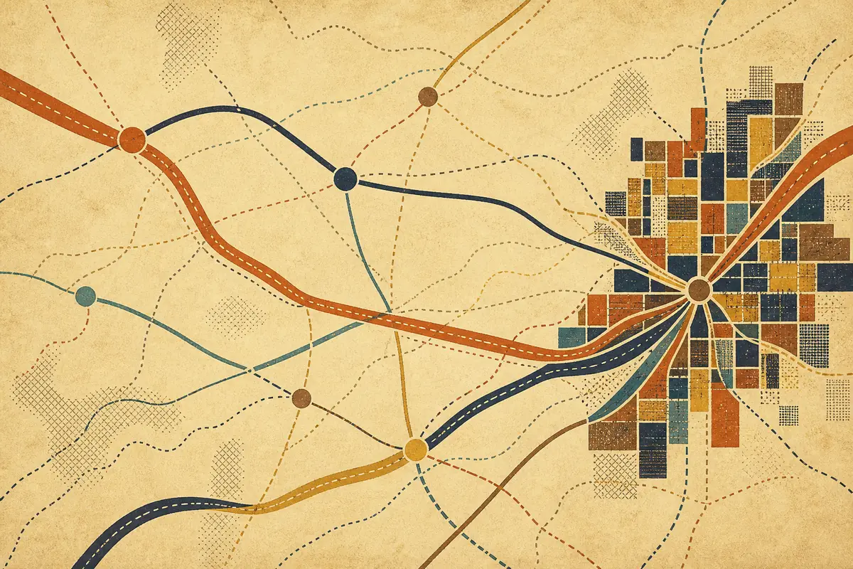 Abstract illustrated map composition for McLean, United States