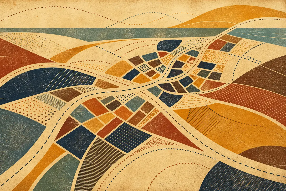 Abstract illustrated map composition for Mechanicsville, United States