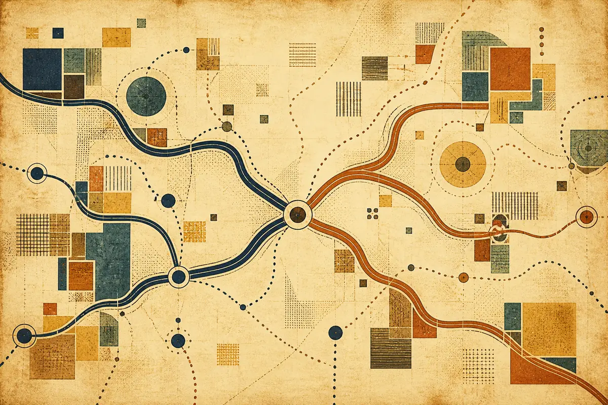 Abstract illustrated map composition for Medford, United States