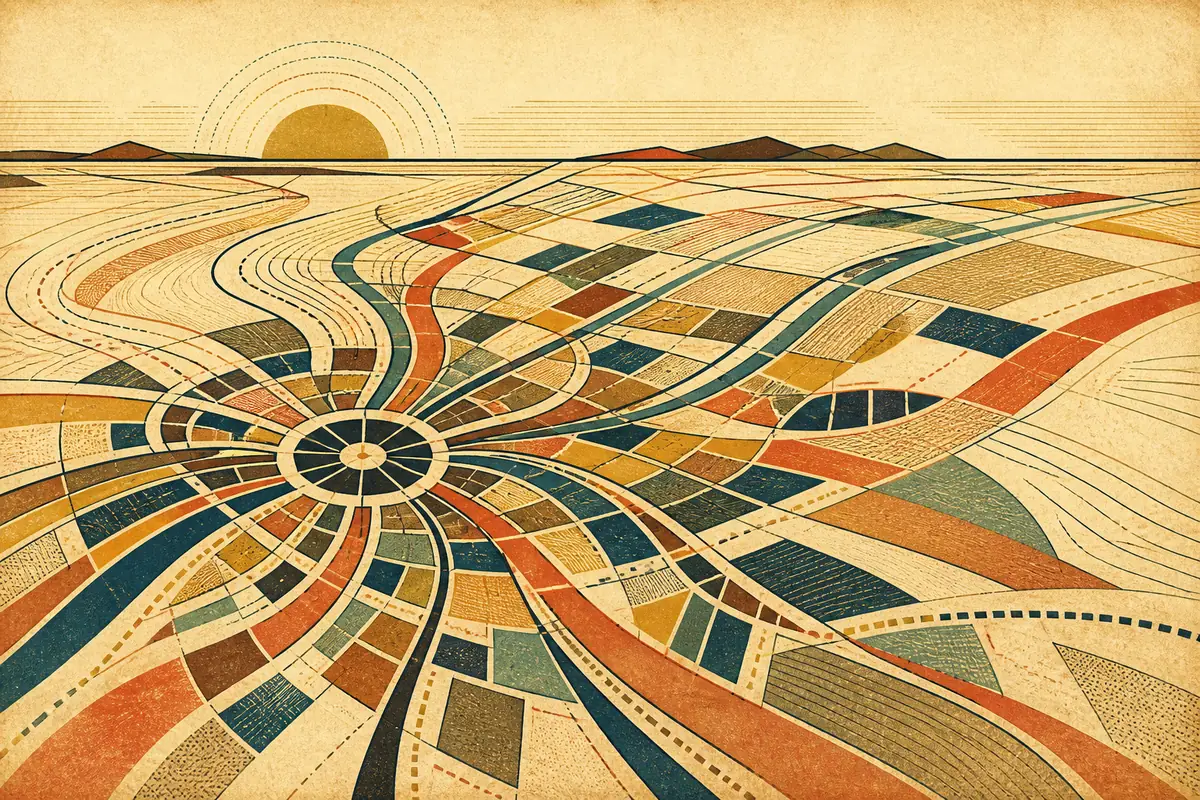 Abstract illustrated map composition for Melbourne, United States