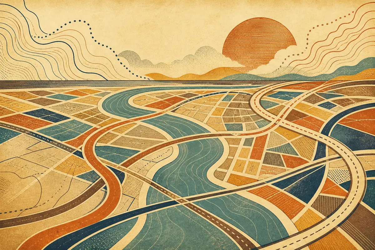 Abstract illustrated map composition for Memphis, United States