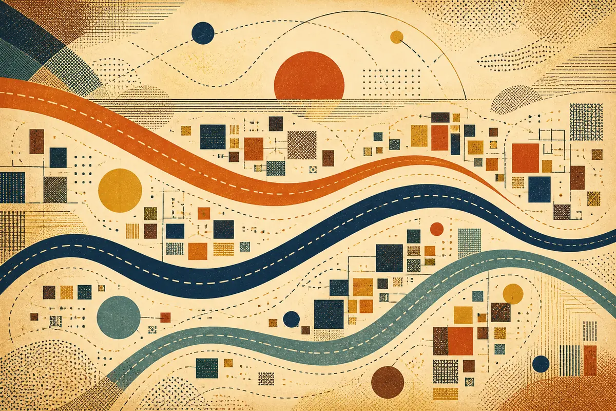 Abstract illustrated map composition for Menomonee Falls, United States