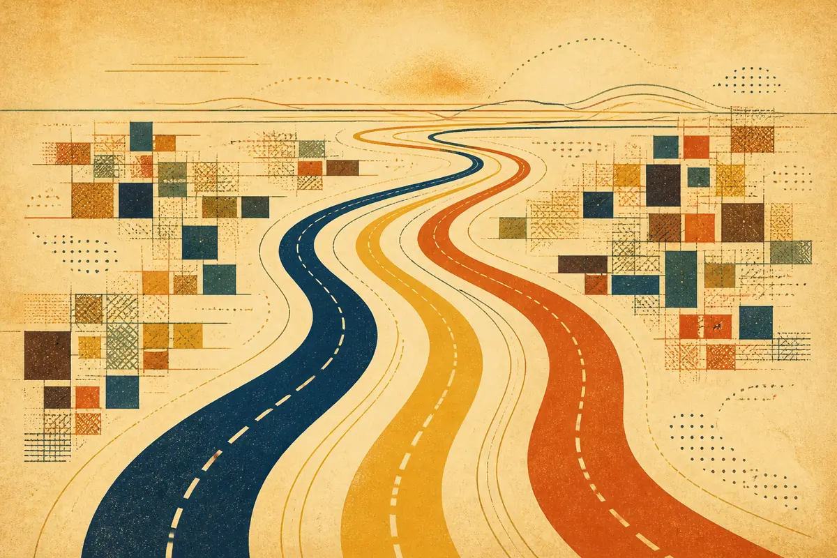 Abstract illustrated map composition for Mentor, United States