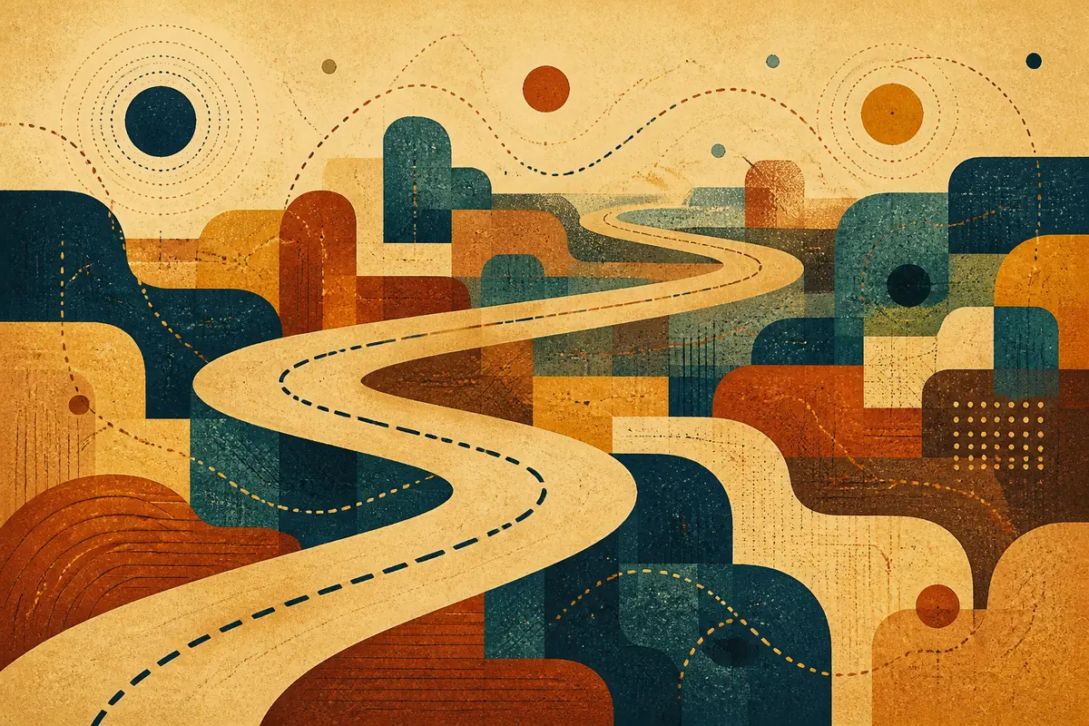Abstract illustrated map composition for Meridian, United States