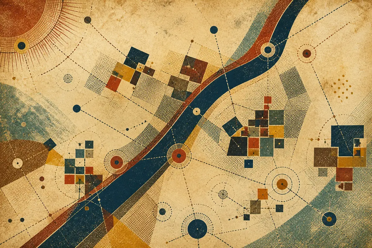 Abstract illustrated map composition for Merrimack, United States