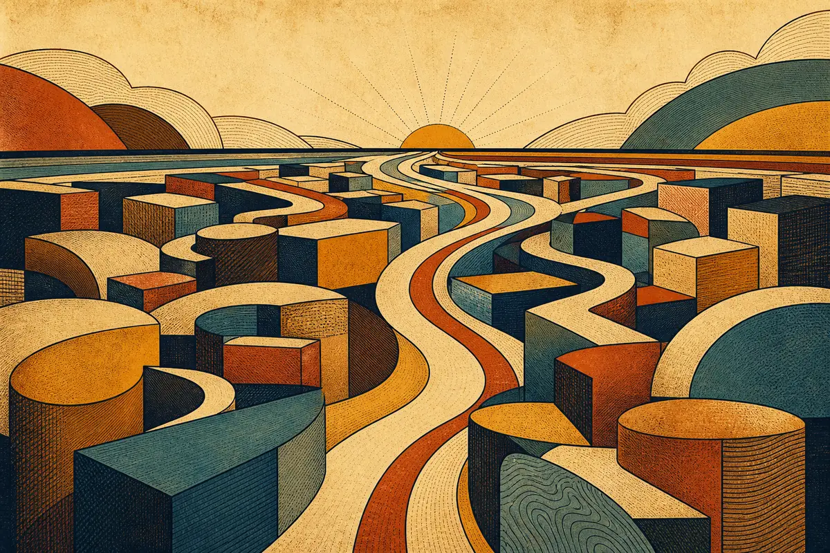Abstract illustrated map composition for Mesquite, United States