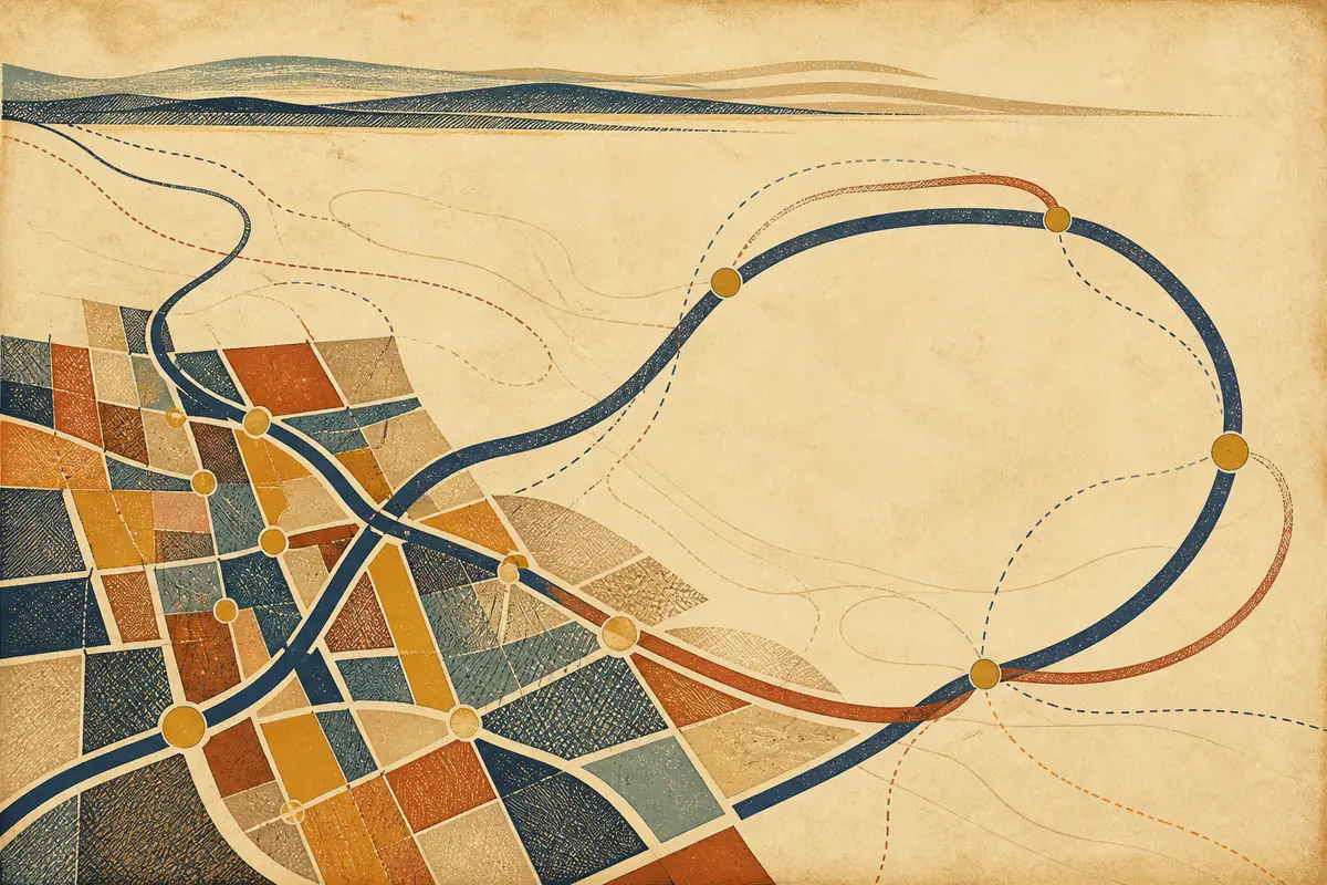 Abstract illustrated map composition for Metairie, United States