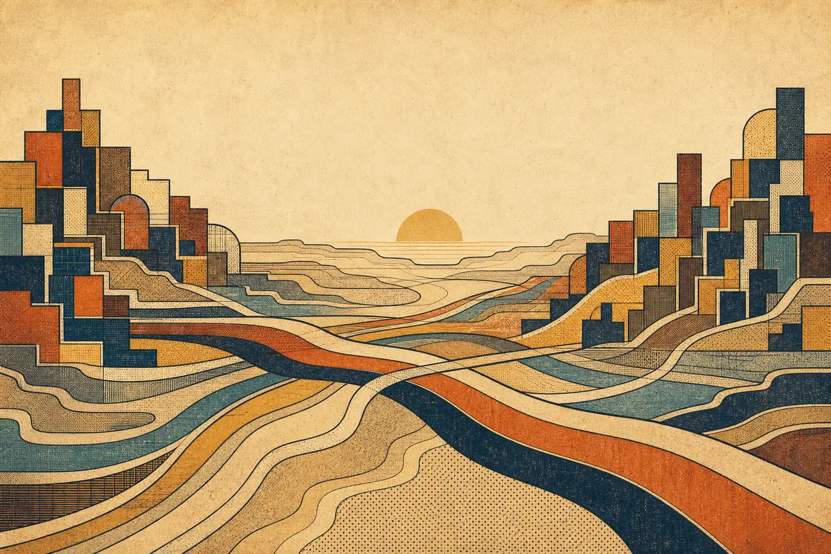 Abstract illustrated map composition for Midland, United States