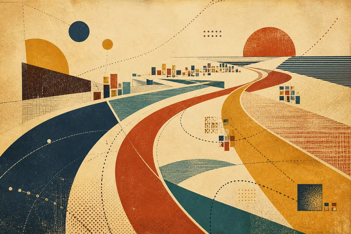 Abstract illustrated map composition for Milford city, United States