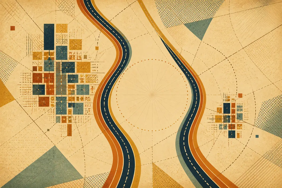 Abstract illustrated map composition for Milford, United States